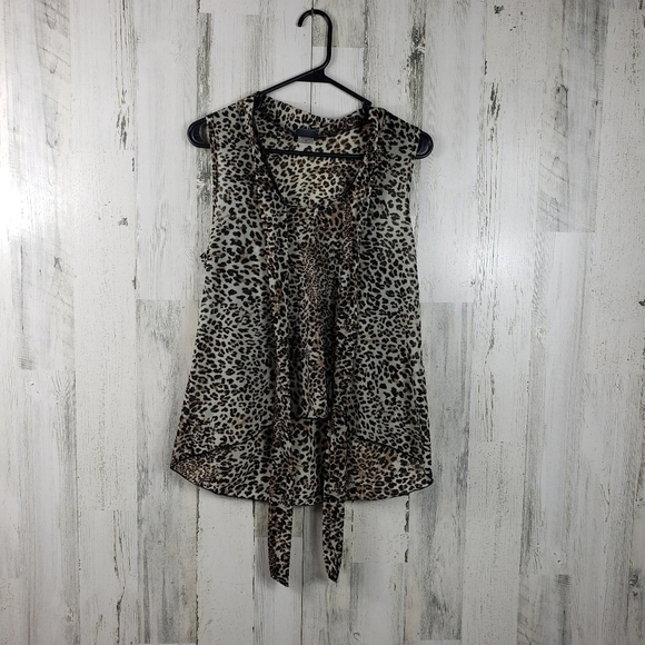 dots sheer cheetah print top women's size medium - Picture 9 of 9